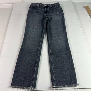 Paige Jeans Women 28x26* Cindy Cropped Straight Black Faded Raw Hem Denim Tag 27